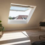 Sonnenlicht fällt in ein aufgeheiztes Dachgeschosszimmer