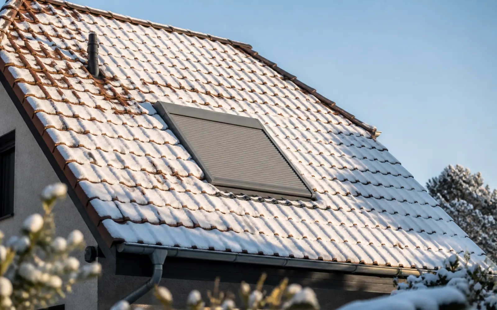 Rollladen am Dachfenster im Winter: Nutzen, Eis und Solar