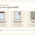 Roto Typenschild finden: Position bei Klapp-Schwingfenster, Hochschwingfenster und bei Rollladen oder Rollo