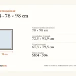 Maßzeichnung VELUX MK04: Außenmaß, Innenfutter-Nutmaß, Flügellichtmaß und ältere Größencodes