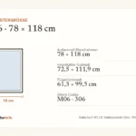 VELUX MK06: Maße, alter Code (M06/306) und passendes Zubehör Maßzeichnung VELUX MK06: Außenmaß, Innenfutter-Nutmaß, Flügellichtmaß und ältere Größencodes